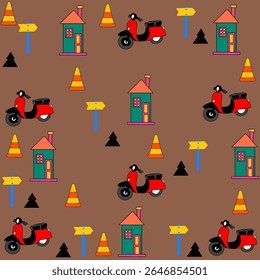 Pattern with cartoon construction vehicles. Construction machinery. stock illustration