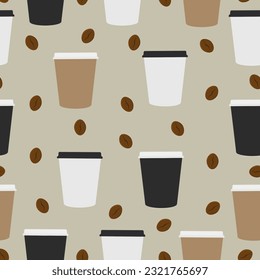 Pattern coffee in cups made of Americano espresso coffee beans cardboard  illustration - Powered by Shutterstock