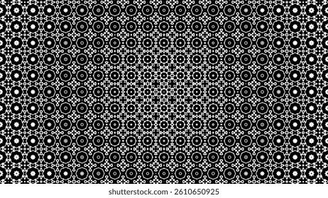 Pattern Collection Vol.5 #0010 Black and white geometric pattern with optical illusion effect, seamless design, great for textiles and wall decor.