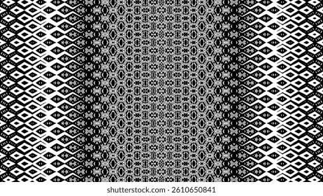 Pattern Collection Vol.5 #0064 Black and white geometric pattern with optical illusion effect, seamless design, great for textiles and wall decor.