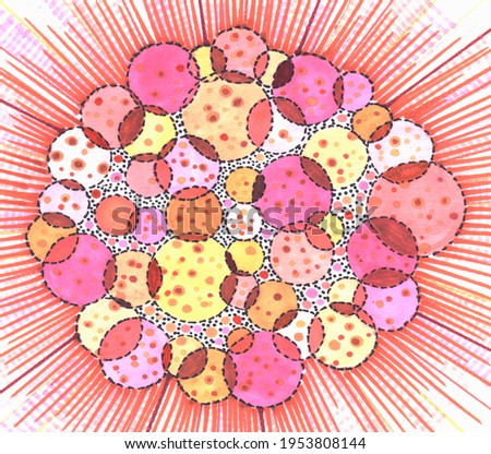pattern of colorful circles rays illustration