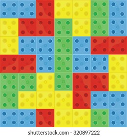 Pattern Colorfull Building Blocks Lego, Blue, Green, Yellow And Red, 