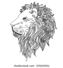 Ethnic Patterned Head Lion On White Stock Vector (Royalty Free) 309090965