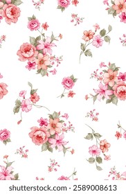 The pattern is created by repeating the floral bouquets, ensuring that there is a consistent and visually appealing repetition across the entire image The overall impression.