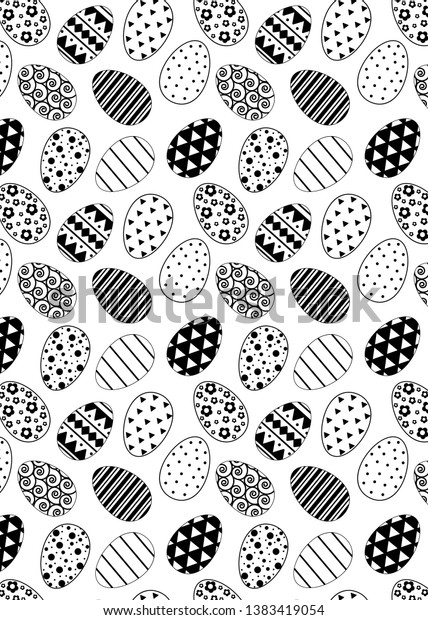 Pattern Easter Eggs Black Line Pattern Stock Illustration 1383419054