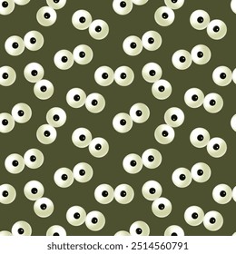 Pattern of eyes on an olive background featuring a whimsical design concept for textiles