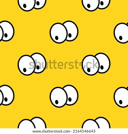 A pattern of eyes on a yellow background in the style of pop art for printing and design. clipart.