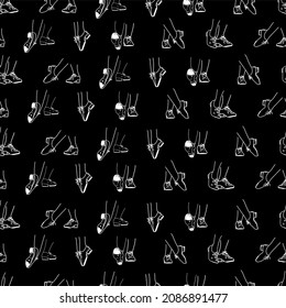 The Pattern Of Feet And Shoes For Tap Dancing. Dancing Legs In Different Dance Poses. Illustration For Dance Studios, Circles, T-shirts, Stripes.