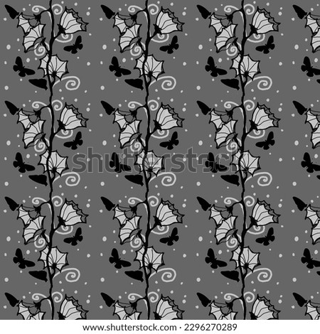 pattern flowers spring fabric print blak