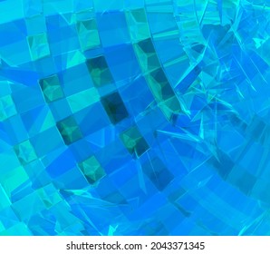 Pattern of geometric shapes in a blue shade, lots of highlights, 3D illustration