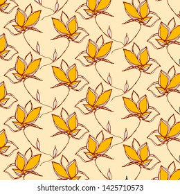 pattern of hand-drawn yellow flowers