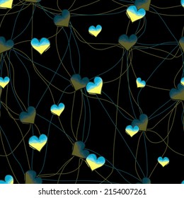 Pattern Heart , Connected By A Single Thread On A Dark Background	