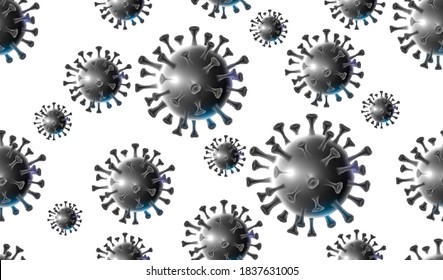 Pattern on the threat of the SARS epidemic. Design of a coronavirus outbreak with a virus cell in microscopic form.
