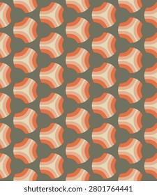 A pattern of orange and gray triangles. The orange triangles are in the middle of the gray ones