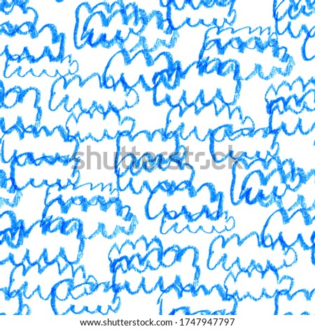 Pattern of pencil cloud. Hand-drawn ornament isolated on the white background. Childish's drawing.