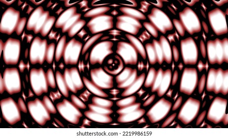 Pattern Of Red Circle Square Shaped Waves In A Spiral Way On Creative Abstract Background With 3D Rendering Illustration For Energy, Frequency And Physics Concepts