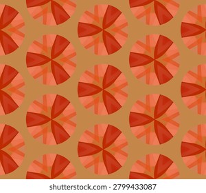 A pattern of red circles with a triangle in the middle. The circles are overlapping and the triangle is in the center