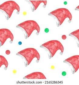 pattern with red santa claus hat