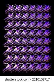 Pattern repetition of men running isolated on black  background
