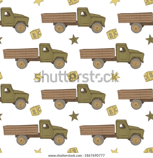 Pattern seamless trucks cubs\
stars 