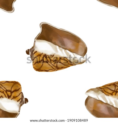 Pattern seashell on background. high quality watercolor illustration. marine design