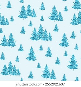 A pattern showcasing a snowy landscape filled with vibrant evergreen trees. The light blue background enhances the winter theme, perfect for festive decorations.
 - Powered by Shutterstock