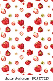 A Pattern Of Strawberries Smashed Juicy. Strawberry Wallpaper. Berryfun. Photorealistic Berry Pattern. 