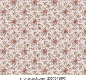 Pattern With Tender Flowers and Thin Branches. Floral Print. Indulge in timeless elegance with our exquisite Floral Toile De Jouy Seamless Pattern. Featuring delicate Tender Flowers and Thin Branches