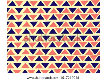 pattern triangles of blue and terracotta on a light yellow background