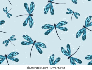 Pattern Dragonfly Blue Watercolor Stock Illustration 633234167