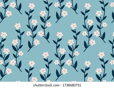 Pattern with White flower pattern,Symbol pattern blue background and Gift Wrapping Paper.
