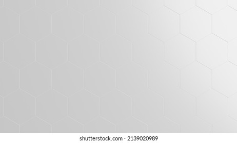 Pattern of white homogenous hexagons - abstract geometric design. 3d illustration (rendering)