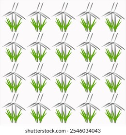 Pattern with Wind Turbines and Grass