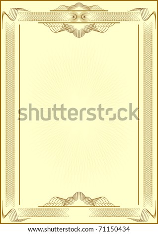 Patterned form of  certificate. Light yellow background. EPS version is available as ID 68602408.