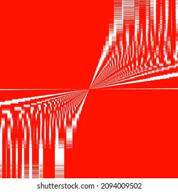 Patterns And Puzzle Design From Vivid Red And White Parabolic Stripes With Ripple From Water Reflection