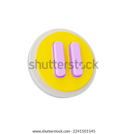 Pause 3d icon in transparent background. 3d symbol and sign. Modern and minimalistic. 3D rendered Illustration.