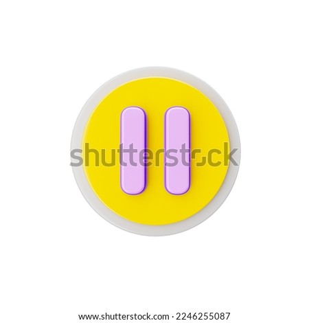 Pause 3d icon in transparent background. Stop 3d symbol and sign. Modern and minimalistic. 3D rendered Illustration.