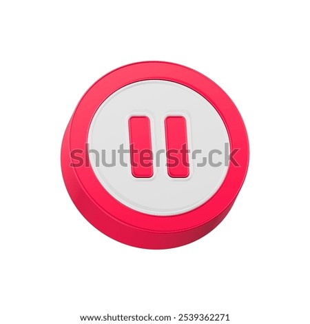 pause button 3d icon symbol red color