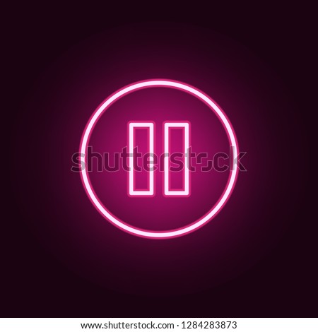 pause sign in a circle icon. Elements of web in neon style icons. Simple icon for websites, web design, mobile app, info graphics