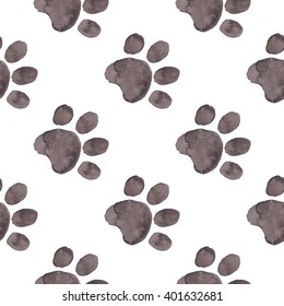 Paw Dog Watercolor Seamless Pattern 