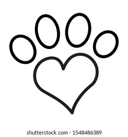 Similar Images, Stock Photos & Vectors of Outlined Love Paw Print ...