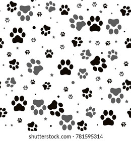 Paw Print Seamless Traces Cat Textile Stock Vector (Royalty Free ...