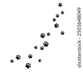 Paw vector foot trail print of cat. Dog, pattern animal tracks isolated on white background, backgrounds, vector icon Illustration