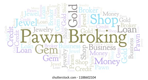 Pawn Broking Word Cloud. Wordcloud Made With Text Only.