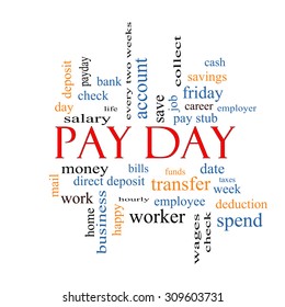 Pay Day Word Cloud Concept with great terms such as deposit, account, money, work and more.