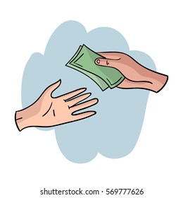 Hand Holds Money Hand Takes Money Stock Vector (Royalty Free ...