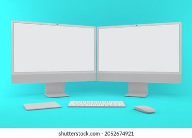 PC 2021 With Blue Background 3D Rendering