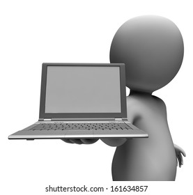 Pc Computer With Blank Space Shows Surfing Internet Online