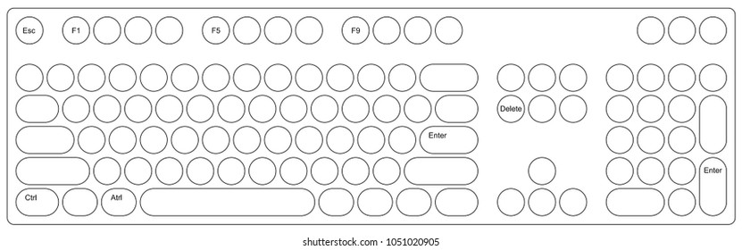 Pc Keyboard Black White Sketch Stock Illustration 1051020905 | Shutterstock