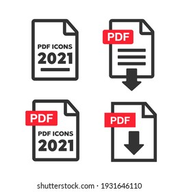 PDF Document Icon Set. File Icons. PDF File Download Icon